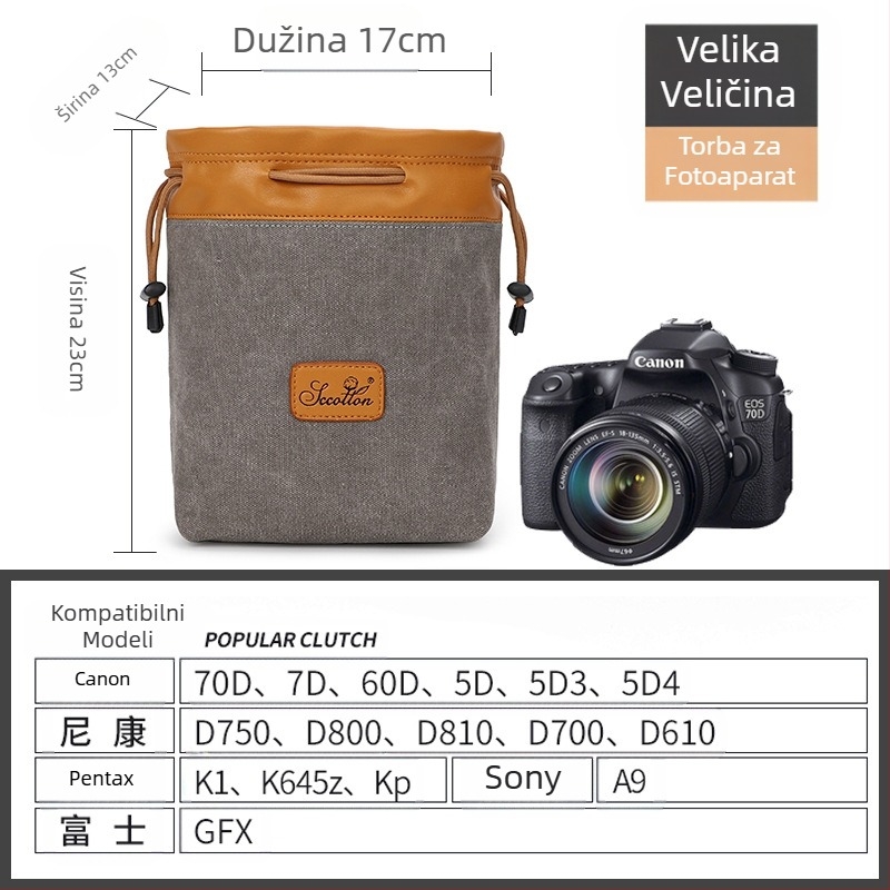 Torba za fotoaparat - Seven-Color Cotton, model K-76, platnena, kompatibilna Canon/Nikon, stil torbice