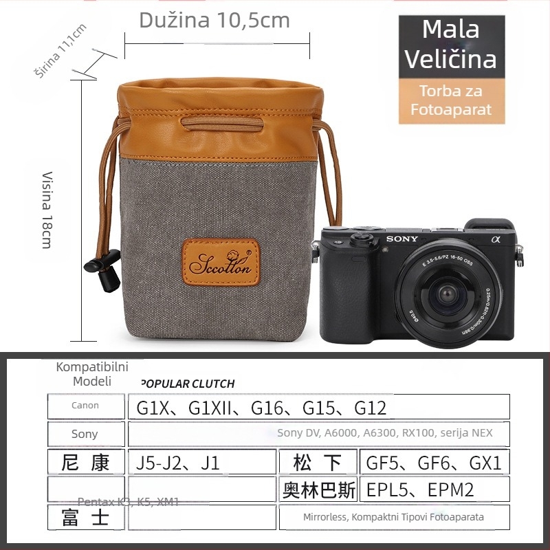 Torba za fotoaparat - Seven-Color Cotton, model K-76, platnena, kompatibilna Canon/Nikon, stil torbice