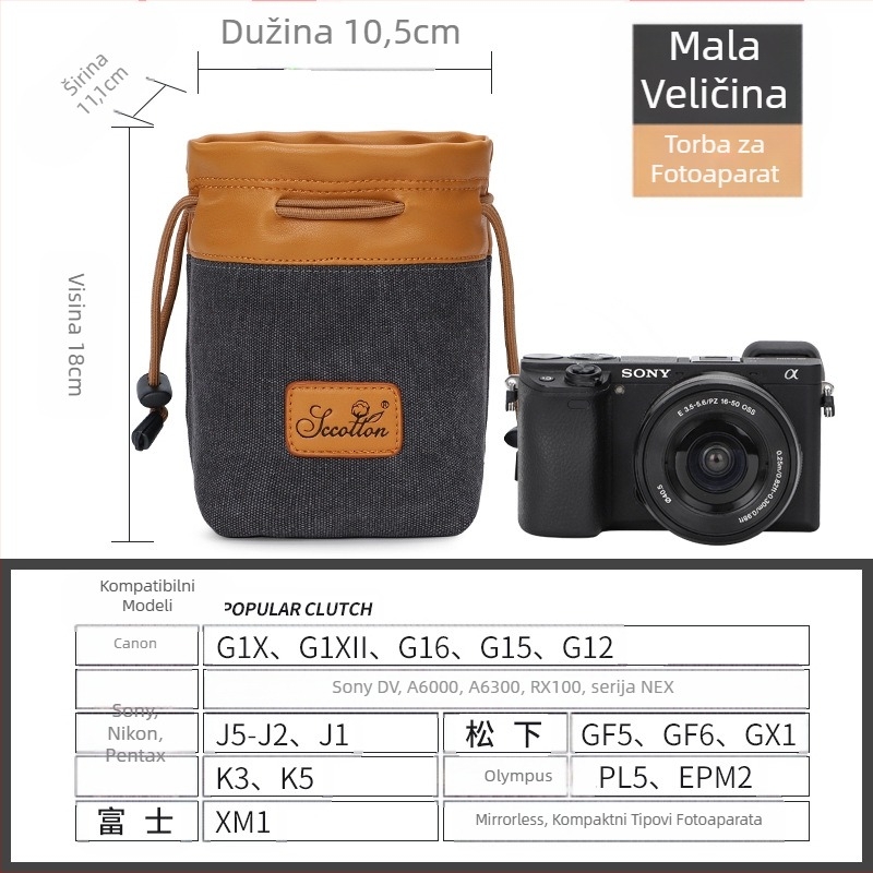 Torba za fotoaparat - Seven-Color Cotton, model K-76, platnena, kompatibilna Canon/Nikon, stil torbice