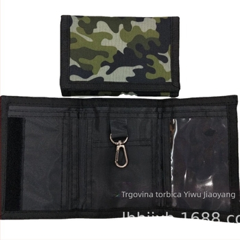 Novčanik protiv krađe, višenamjenski, s Velcro otvorom, horizontalni kratki dizajn, od poliestera; klip za novčanice, prozor za ID, džepovi za kartice i džep na zip.