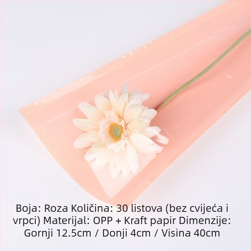 Torba za pakiranje buketa cvijeća od Kraft papira, vodootporna, tisak tintom, pakiranje u opp vrećici