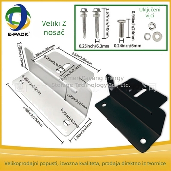 E-Pack Z nosač za solarne ploče – aluminijska legura, veliki i mali Z nosači, pakiranje 4 ili 8 komada