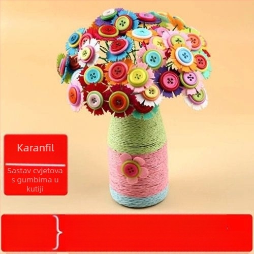 DIY komplet za buket gumba - materijal: tkanina, podrijetlo Yiwu, pakiranje: šarena kutija, za djecu 4–6 godina, potiče intelektualni razvoj i koordinaciju ruke-oko
