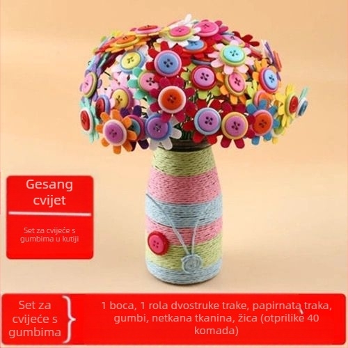 DIY komplet za buket gumba - materijal: tkanina, podrijetlo Yiwu, pakiranje: šarena kutija, za djecu 4–6 godina, potiče intelektualni razvoj i koordinaciju ruke-oko