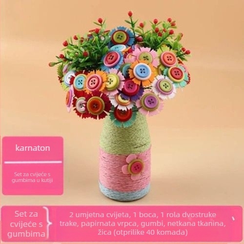 DIY komplet za buket gumba - materijal: tkanina, podrijetlo Yiwu, pakiranje: šarena kutija, za djecu 4–6 godina, potiče intelektualni razvoj i koordinaciju ruke-oko