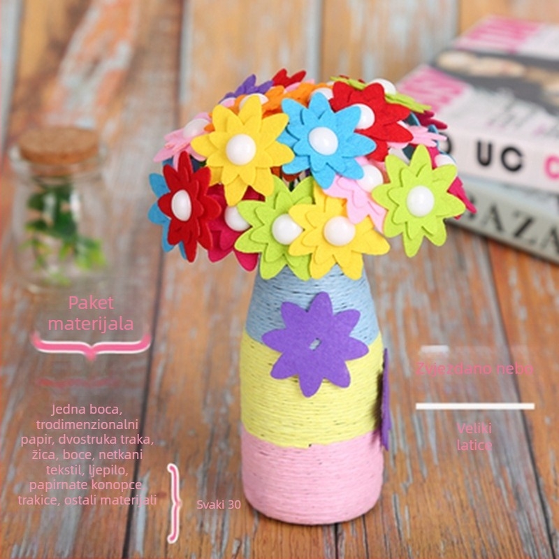 DIY komplet za buket gumba - materijal: tkanina, podrijetlo Yiwu, pakiranje: šarena kutija, za djecu 4–6 godina, potiče intelektualni razvoj i koordinaciju ruke-oko