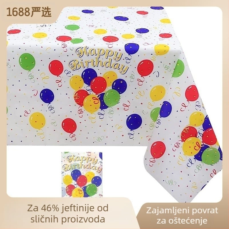 Jednokratni stolnjak s balonastim uzorkom, od plastike (poly-etilen), pravokutnog oblika, debljina 0,03 mm, rok trajanja 36 mjeseci