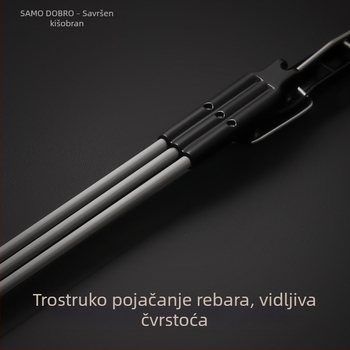 Automatski poslovni kišobran s zakrivljenom drškom od čvrstog drveta, sklopivi i ojačani, zaštita od sunca, elegantan poklon