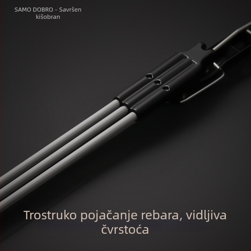 Automatski poslovni kišobran s zakrivljenom drškom od čvrstog drveta, sklopivi i ojačani, zaštita od sunca, elegantan poklon