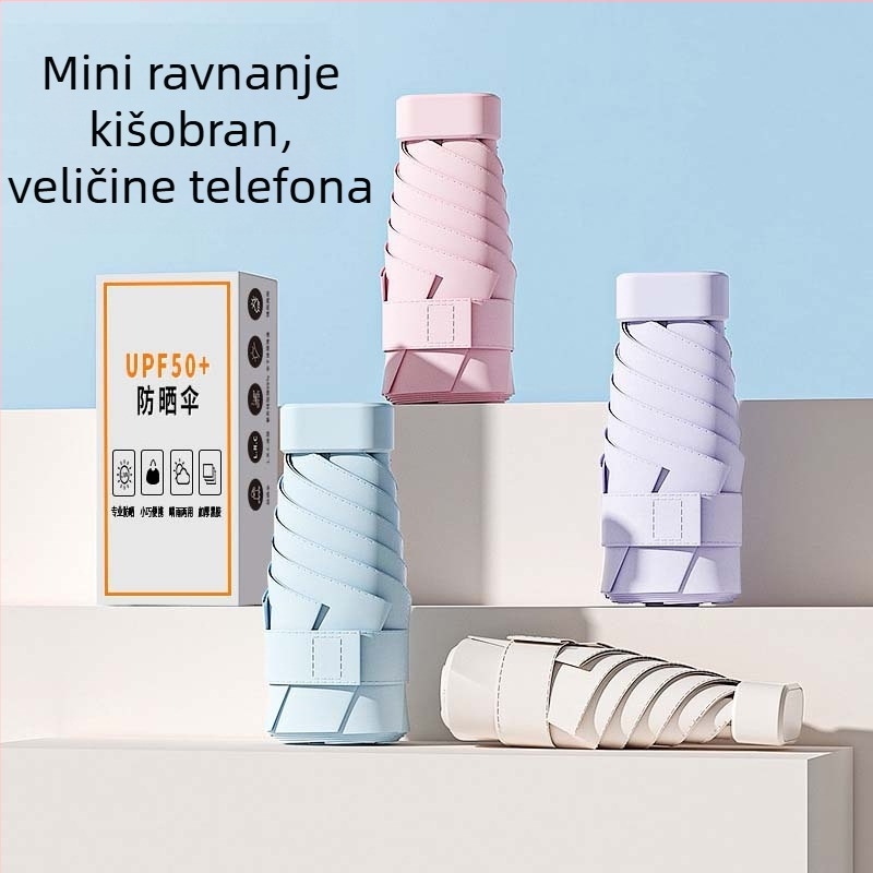 Kapsulni suncobran, kompaktan i lagan, 6-rameni čelični okvir, poliester 190T, UPF50+, ručno otvaranje