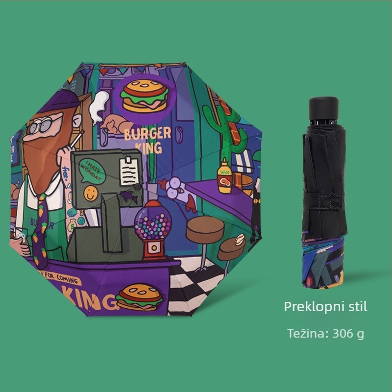 Sunčani kišobran s 8 rebara, okvir od željeza, drška i drvena osovina, poliester 190T, UPF50+, ručno otvaranje i zatvaranje