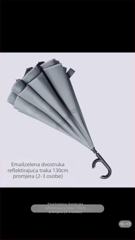 Rain Time dvostruki reverzivni kišobran s automatskim otvaranjem, 16 rebara, tkanina 210T, UPF >50