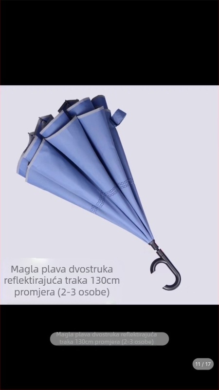 Rain Time dvostruki reverzivni kišobran s automatskim otvaranjem, 16 rebara, tkanina 210T, UPF >50
