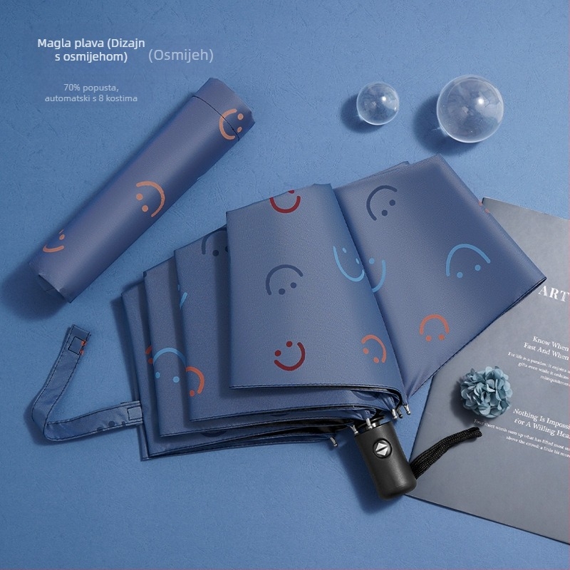 Sunčanik - dvostruka upotreba sunce i kiša, vinilna tkanina, 8 rebara od željeza, ručno otvaranje i zatvaranje, UPF > 40