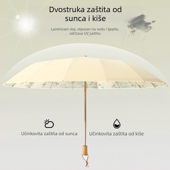 Kišobran u antiknom stilu s 16 rebara od aluminija, sklopivi, UV zaštita UPF50+, platno 170T