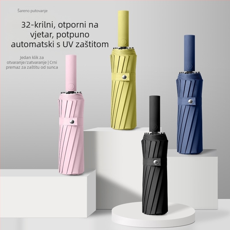 Kišobran za sunce s 16 rebara, automatsko otvaranje, UPF > 50, željezna šipka, plastična ručka