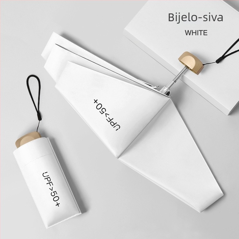 Petokraki aluminijski kišobran za sunce s UV zaštitom UPF 50+, ultra lagan 0,22 kg, 6 rebara, ručno otvaranje, mogućnost prilagođenog logotipa