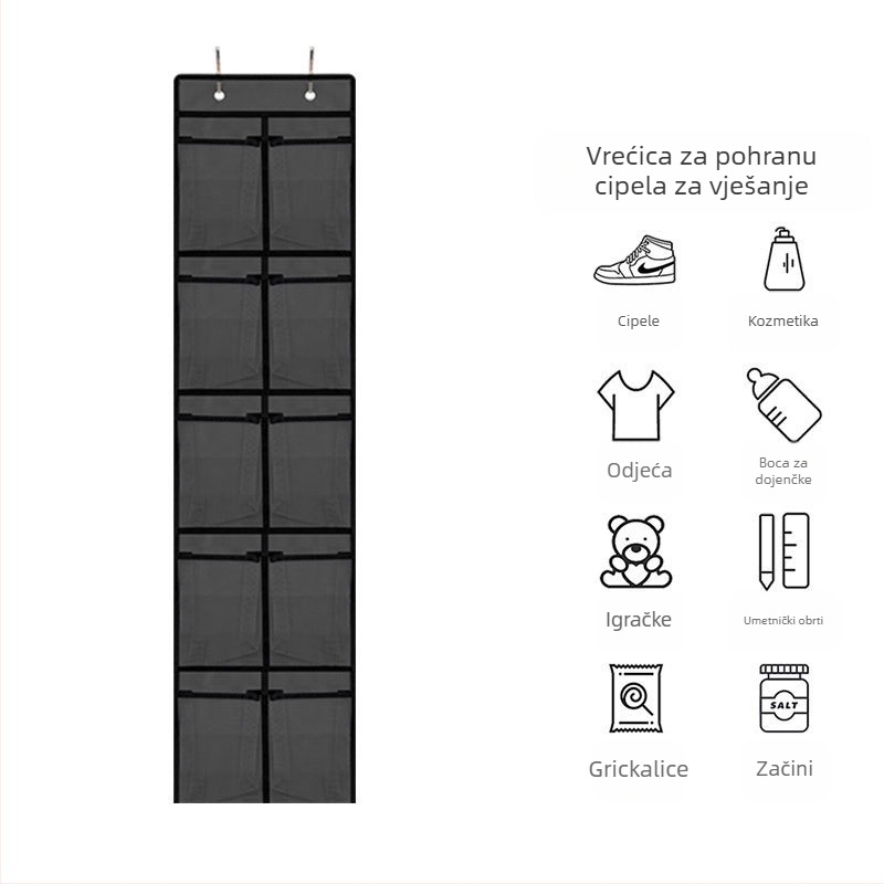 24‑odjelni visi organizator od netkanog materijala; za zidno postavljanje, idealan za spavaću sobu; višefunkcionalan za donje rublje, kozmetiku i lijekove