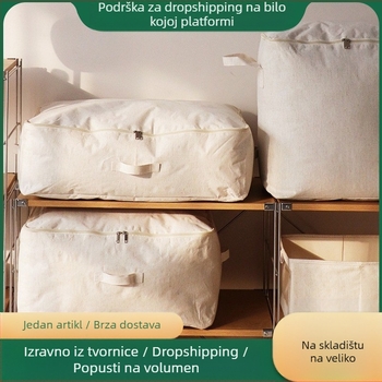 Torba za deke kuboidnog oblika, pamuk i lan, višestruka namjena (model 1750; pogodna za preseljenje; putničko skladištenje)