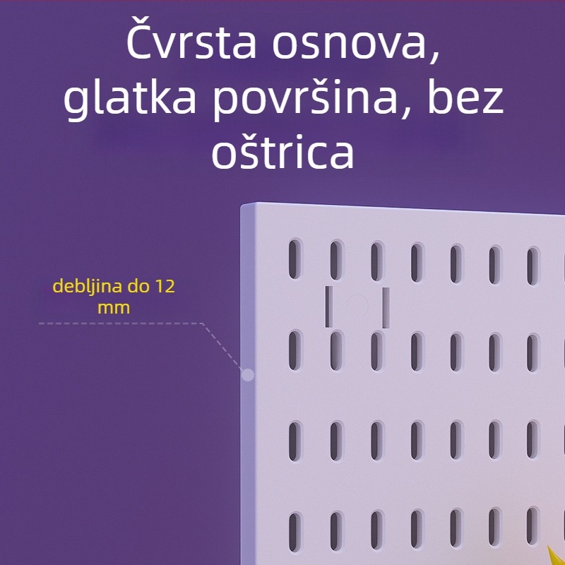 Perforirana ploča za zid s kukama – bez bušenja, 1 sloj, višestruka upotreba, pakiranje 20 kom.