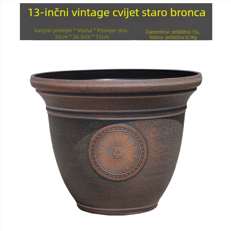 Saksija za cvijeće od smole, reljefni uzorak kamena, retro stil, podna upotreba, pogodna za ured i kućnu dekoraciju