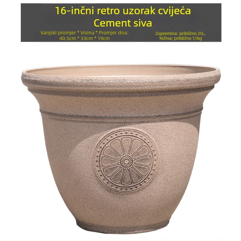 Saksija za cvijeće od smole, reljefni uzorak kamena, retro stil, podna upotreba, pogodna za ured i kućnu dekoraciju