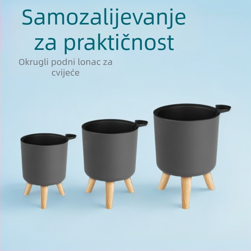 Plastična saksija za cvijeće s automatskim navodnjavanjem, kružna podna, velika, unutarnja za dnevni boravak i spavaću sobu.