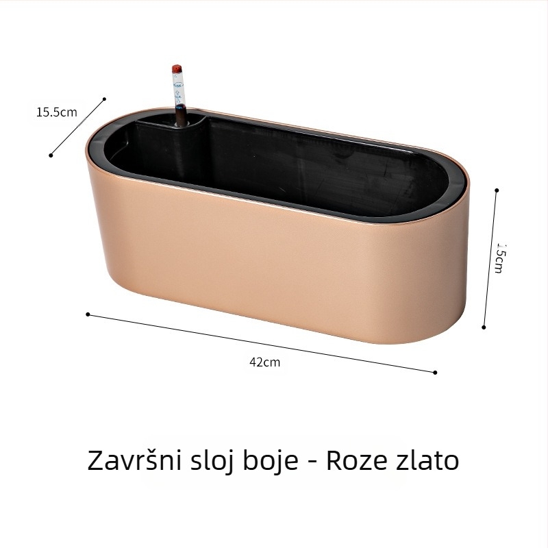 Plastična posuda za cvijeće, injekcijski oblikovana, s završnim premazom pečenim lakom, za stolnu i podnu uporabu