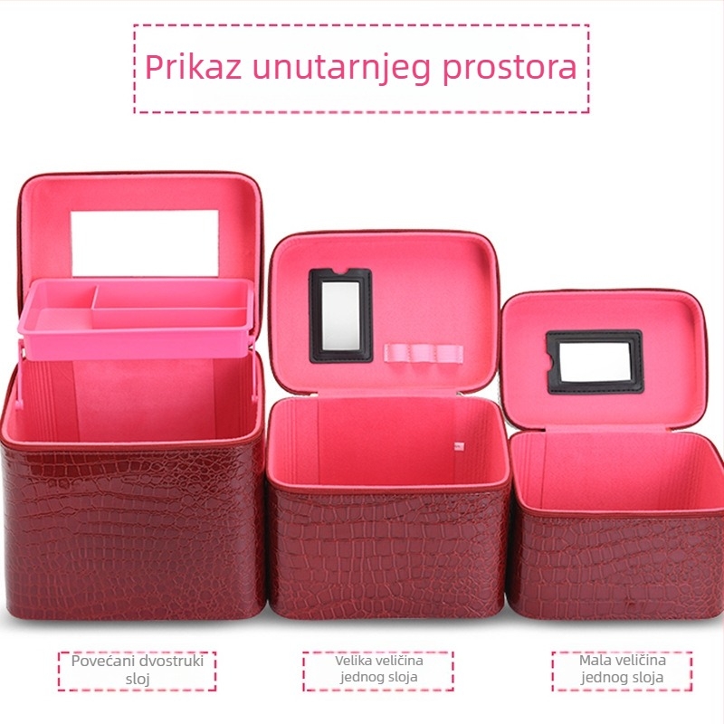 Kozmetička torbica za kućno skladištenje, PU koža, podstava od poliestera, unisex, prijenosna