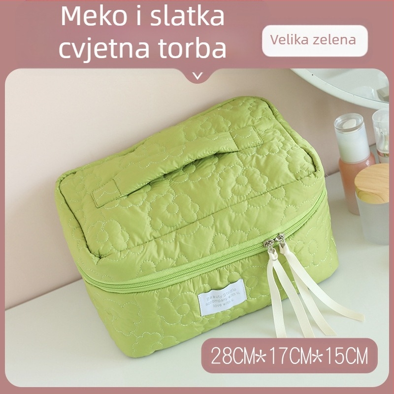 Kozmetička torbica s mašnicom – pamuk materijal, poliester podstava, uzorak mašnice, prozračna, velik kapacitet