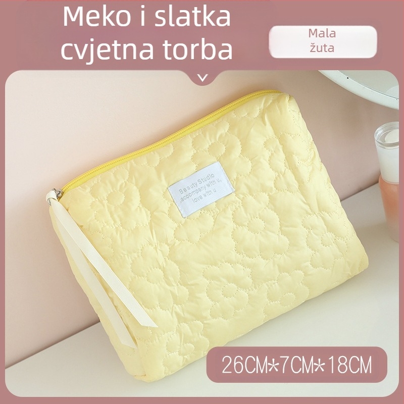 Kozmetička torbica s mašnicom – pamuk materijal, poliester podstava, uzorak mašnice, prozračna, velik kapacitet