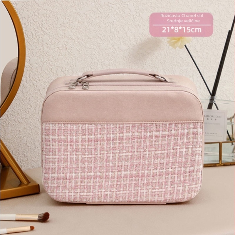 PU kozmetička torbica, s zatvaračem na zip, brava s lokotom, s univerzalnim kotačima, velik kapacitet