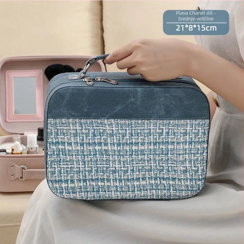 PU kozmetička torbica, s zatvaračem na zip, brava s lokotom, s univerzalnim kotačima, velik kapacitet