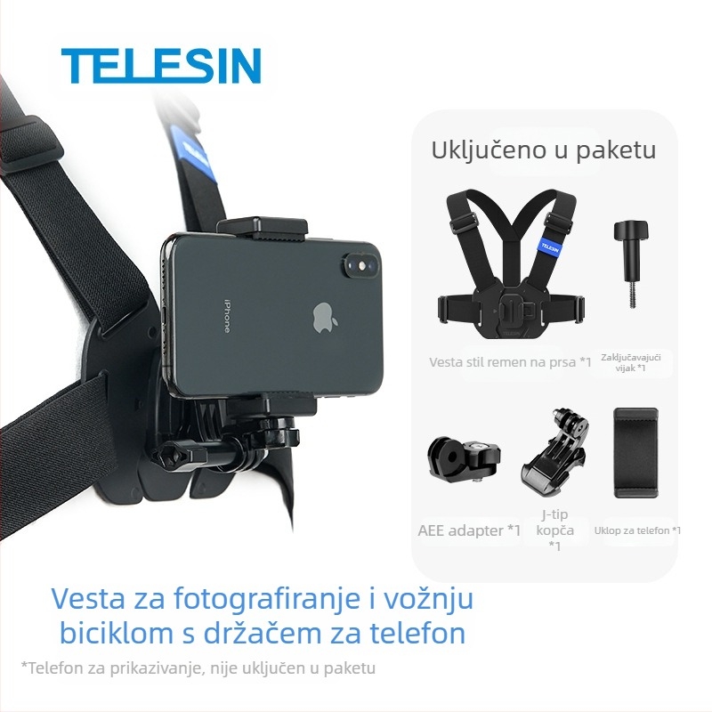TELESIN univerzalni nosač za akčnu kameru kompatibilan s GoPro 12, Insta360 X3/X4 i DJI Action 5/4/3