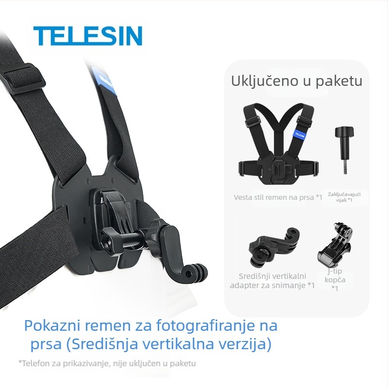 TELESIN univerzalni nosač za akčnu kameru kompatibilan s GoPro 12, Insta360 X3/X4 i DJI Action 5/4/3