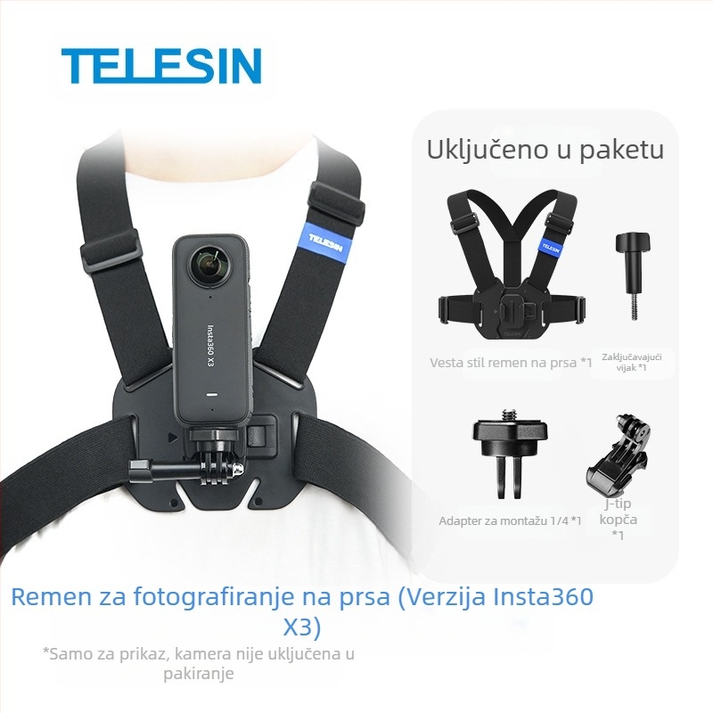 TELESIN univerzalni nosač za akčnu kameru kompatibilan s GoPro 12, Insta360 X3/X4 i DJI Action 5/4/3