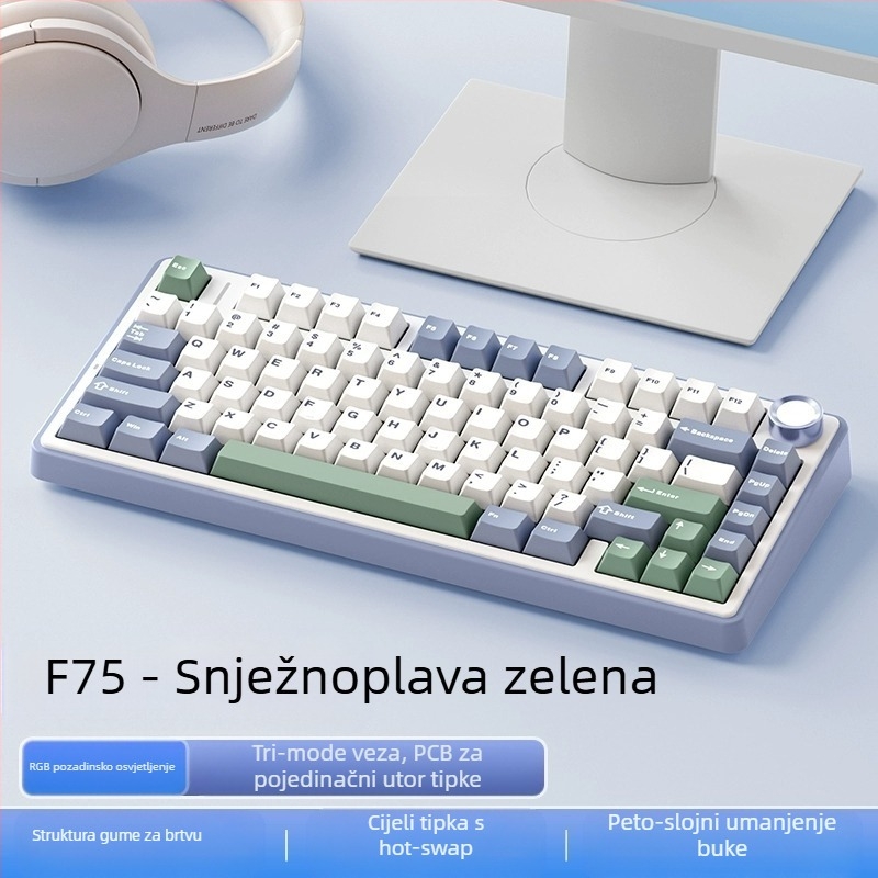 Wolf Spider F75 mehanička tipkovnica – 75 tipki, gasket konstrukcija, hot-swappable, RGB pozadinsko osvjetljenje, tri načina povezivanja