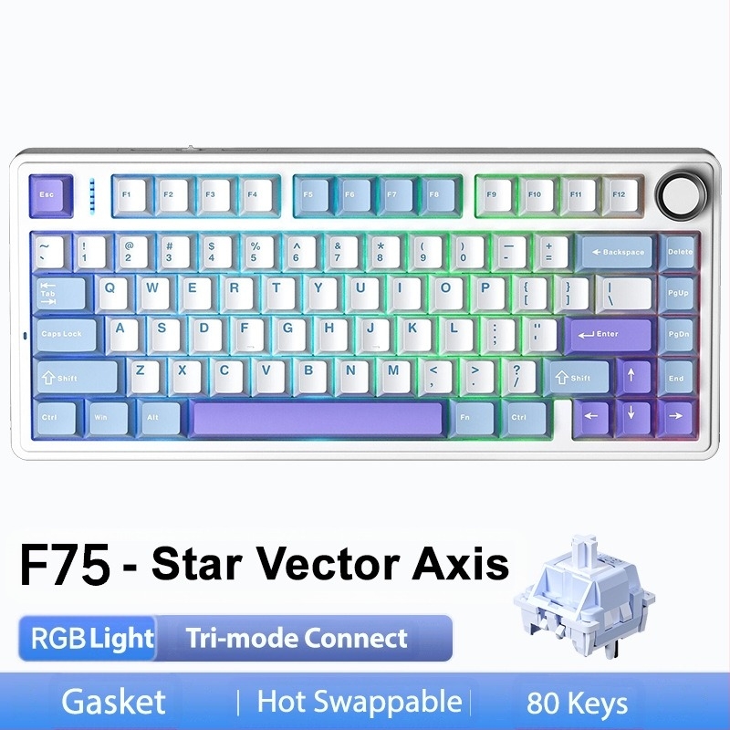 Wolf Spider F75 mehanička tipkovnica – 75 tipki, gasket konstrukcija, hot-swappable, RGB pozadinsko osvjetljenje, tri načina povezivanja