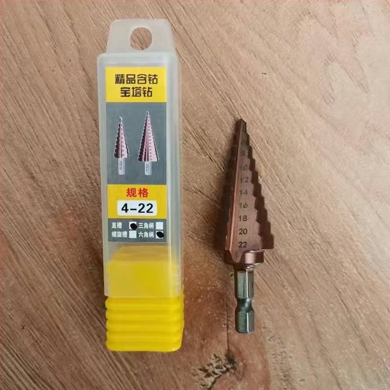 Pagoda stepenasto bušilno svrdlo s ravnim kanalima, HSS, za nehrđajući čelik i aluminijske legure