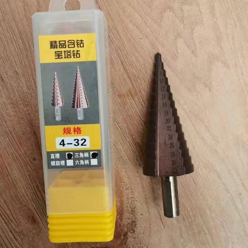 Pagoda stepenasto bušilno svrdlo s ravnim kanalima, HSS, za nehrđajući čelik i aluminijske legure