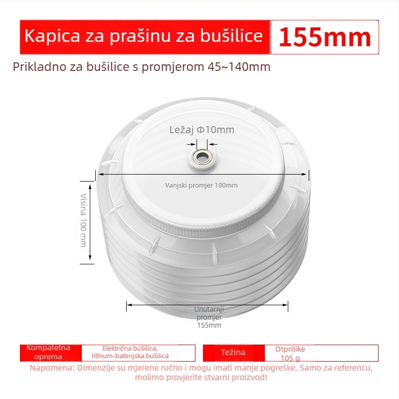 Zaštitni pokrov za ručnu i udarnu bušilicu s vrećom prašine – Kirin Arm, plastika