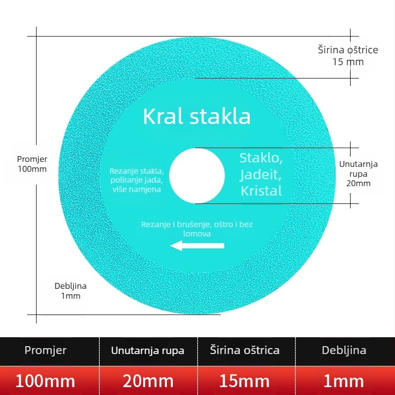 Jidu dijamantni ultra-tanki rezni disk za staklo, keramiku, žad i pločice – braziranje, model 100-15