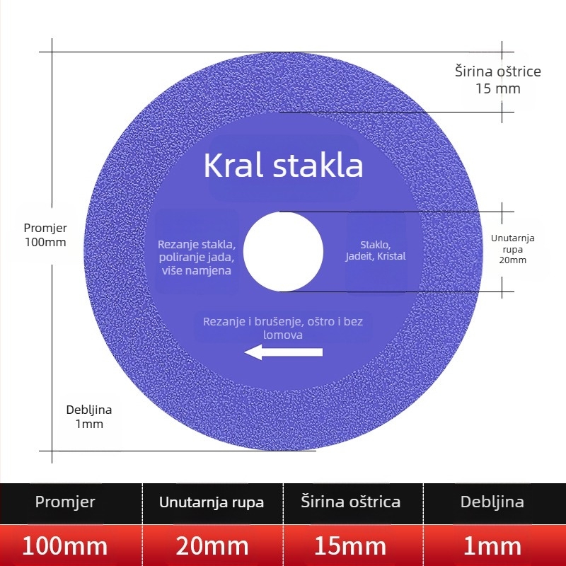 Jidu dijamantni ultra-tanki rezni disk za staklo, keramiku, žad i pločice – braziranje, model 100-15