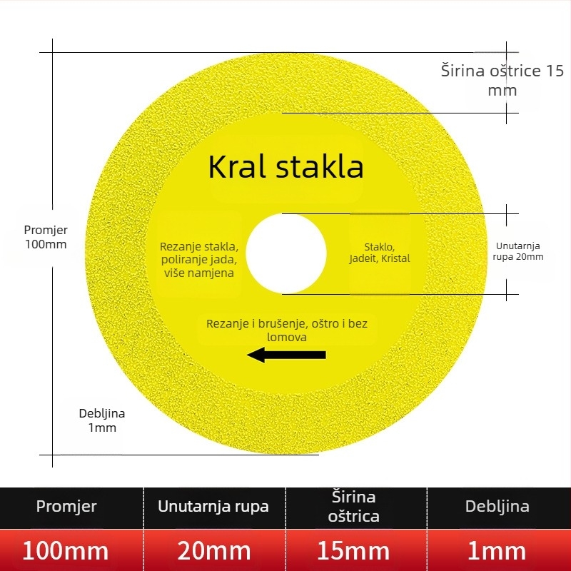 Jidu dijamantni ultra-tanki rezni disk za staklo, keramiku, žad i pločice – braziranje, model 100-15