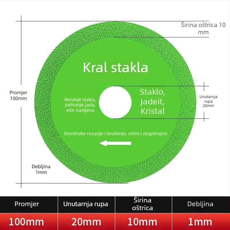 Jidu dijamantni ultra-tanki rezni disk za staklo, keramiku, žad i pločice – braziranje, model 100-15