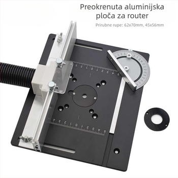 Drvena stanica za graviranje i frezanje drva s višenamjenskom podiznom radnom pločom, zaobljivanje rubova i drškanje na aluminijskom panelu — Napon 2,4 V