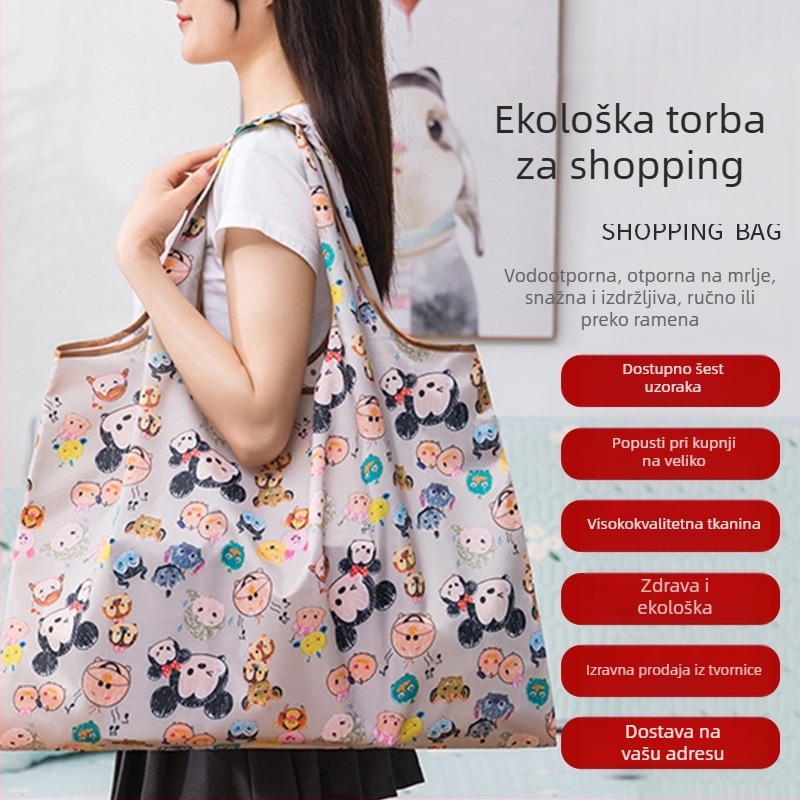 Torba Tote s karikaturama – višekratna ekološka torba za kupovinu, sitotisk, prilagodljiva
