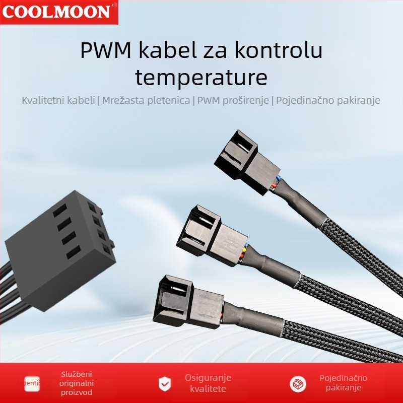4-pinski PWM podijeljeni kabel za ventilatore hlađenja na matičnoj ploči, produžni kabel za upravljanje temperaturom, 5V