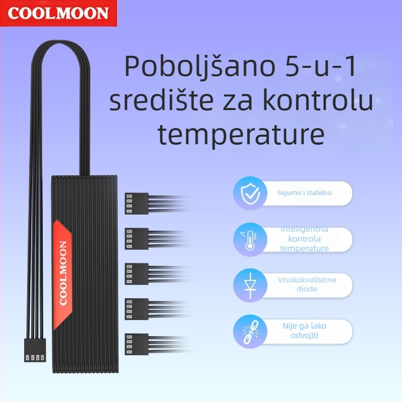 4-pinski PWM podijeljeni kabel za ventilatore hlađenja na matičnoj ploči, produžni kabel za upravljanje temperaturom, 5V