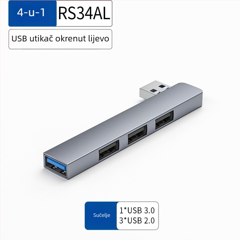 USB hub s 4 porta USB-C kabelom od 7 cm — USB 3.1, 5 Gbps, napajan preko sabirnice (RS34AR)